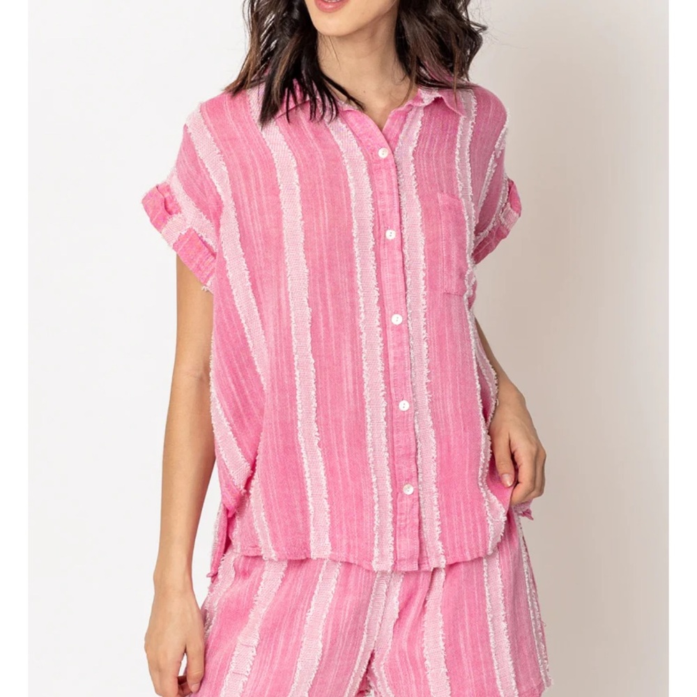 Pink Striped Button-Up Shirt - Picture 2 of 5